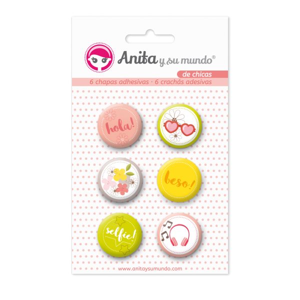 Chapas adhesivas colección De chicas. Pack x 6