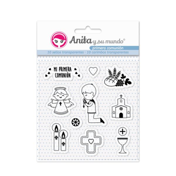 Sellos transparentes colección 1º Comunión Niño. Pack x 10