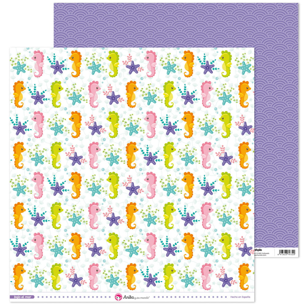 Papel Scrap 180 g – Caballitos de mar Colección Bajo el mar